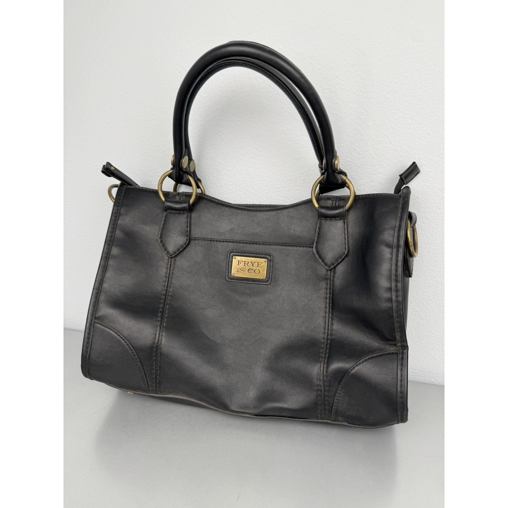 Frye Black Leather Purse Handbag Satchel Womens Bag Equestrian Western Travel